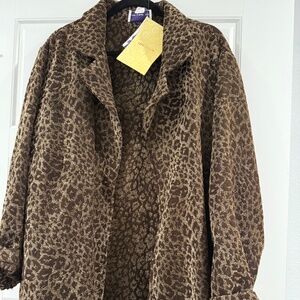 Susan Graver leopard print jacket with scarf